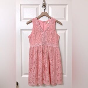 Altar'd State Pink Floral Lace V Neck Mini Dress Large Party Coquette Spring